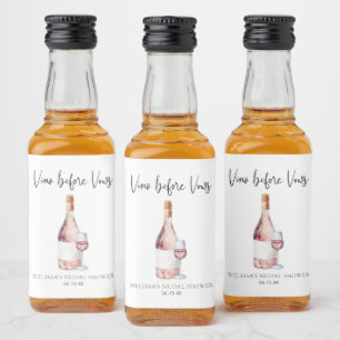 Elegantes Watercolor Vino Vor Vows Brautparty Alkoholflaschenetikett