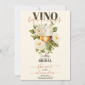 Elegantes Watercolor Vino Vor Vows Brautparty Einladung (Vorderseite)