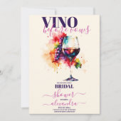 Elegantes Watercolor Vino Vor Vows Brautparty Einladung (Vorderseite)