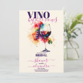 Elegantes Watercolor Vino Vor Vows Brautparty Einladung (Stehend Vorderseite)