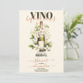 Elegantes Watercolor Vino Vor Vows Brautparty Einladung (Stehend Vorderseite)