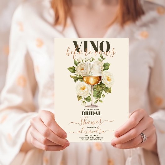 Elegantes Watercolor Vino Vor Vows Brautparty Einladung