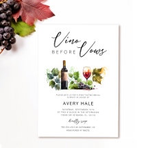 Elegantes Watercolor Vino Vor Vows Brautparty