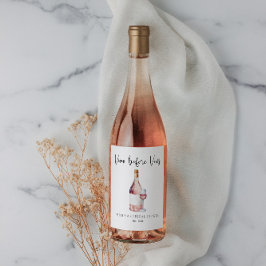 Elegantes Watercolor Vino Vor Vows Brautparty Weinetikett