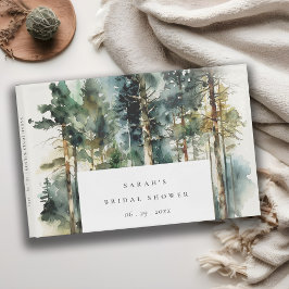 Elegantes Watercolor Wald Forest Brautparty Gästebuch