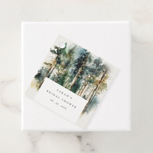 Elegantes Watercolor Wald Forest Brautparty Geschenkanhänger (Beispiel)