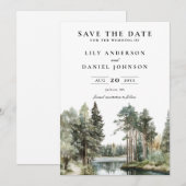 Elegantes Watercolor Wald-Hochzeit Save The Date (Vorne/Hinten)