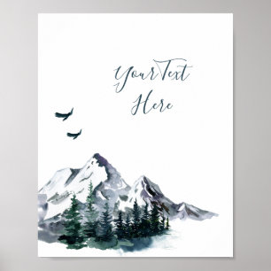 Elegantes Watercolor Wald Landschaft Post Poster