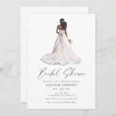 Elegantes Watercolor Wedding Dress Brautparty Einladung (Vorne/Hinten)