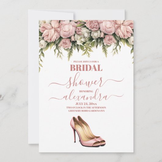 Elegantes Watercolor Wedding Dress Brautparty Einladung (Vorderseite)