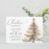 Elegantes Watercolor Weihnachten Weihnachten Party Einladung (Stehend Vorderseite)