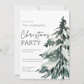 Elegantes Watercolor Weihnachtsbaum Party Einladung (Vorderseite)