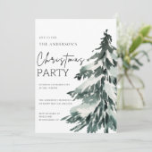 Elegantes Watercolor Weihnachtsbaum Party Einladung (Stehend Vorderseite)