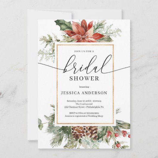 Elegantes Watercolor Weihnachtsgebäck - Brautparty Einladung (Vorderseite)