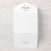 Elegantes Watercolor Weingarten Monogramm Hochzeit All In One Einladung (Außenbereich)