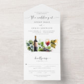 Elegantes Watercolor Weingarten Monogramm Hochzeit All In One Einladung (Innen Boden)