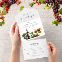 Elegantes Watercolor Weingarten Monogramm Hochzeit