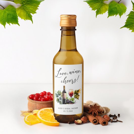 Elegantes Watercolor Weinkeller Brautparty Weinetikett