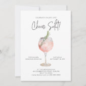 Elegantes Watercolor Weinkeller Cocktail Party Ros Einladung (Vorderseite)