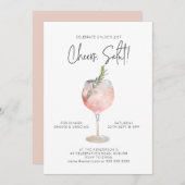 Elegantes Watercolor Weinkeller Cocktail Party Ros Einladung (Vorne/Hinten)