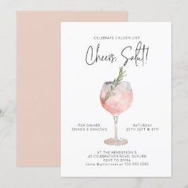 Elegantes Watercolor Weinkeller Cocktail Party Ros Einladung