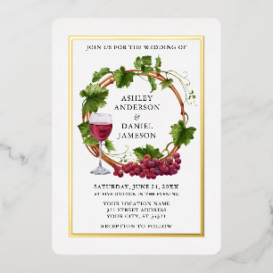 Elegantes Watercolor Weinkeller Wine Wreath Folieneinladung