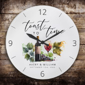 Elegantes Watercolor Weinkultur Große Wanduhr