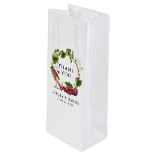 Elegantes Watercolor Weintrauben Hochzeit des Holz Geschenktüte Für Weinflaschen