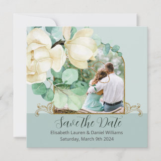 Elegantes Watercolor Weißes Magnolia Save the Date