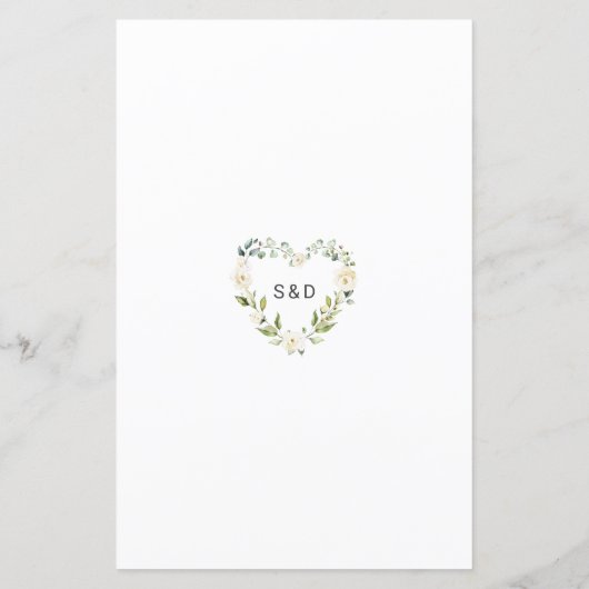 Elegantes Watercolor White Blume Gold Wedding Menu