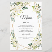 Elegantes Watercolor White Blume Gold Wedding Menu