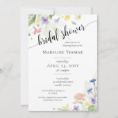 Elegantes Watercolor Wildblume Brautparty Einladung (Vorderseite)