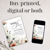 Elegantes Watercolor Wildblume Brautparty Einladung