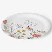 Elegantes Watercolor Wildblume Brautparty Pappteller (Schrägansicht)