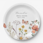 Elegantes Watercolor Wildblume Brautparty Pappteller (Vorderseite)