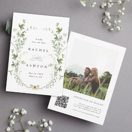 Elegantes Watercolor Wildblume Hochzeit Foto Save The Date