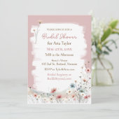 Elegantes Watercolor-Wildblumen-Brautparty Einladung (Stehend Vorderseite)