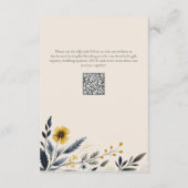 Elegantes Watercolor Wildblumen Wedding Hotel Beig Begleitkarte (Rückseite)
