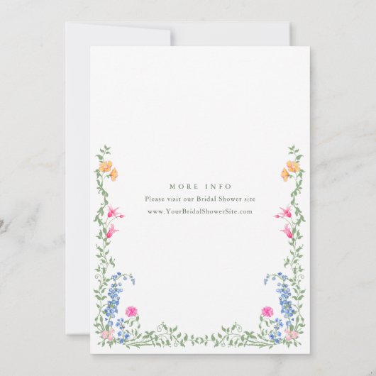 Elegantes Watercolor Wilde Blume Brautparty Einladung (Rückseite)