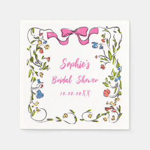 Elegantes Watercolor Wilde Blume Brautparty Serviette