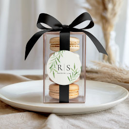 Elegantes Watercolor Willow Brautparty Monogram Runder Aufkleber