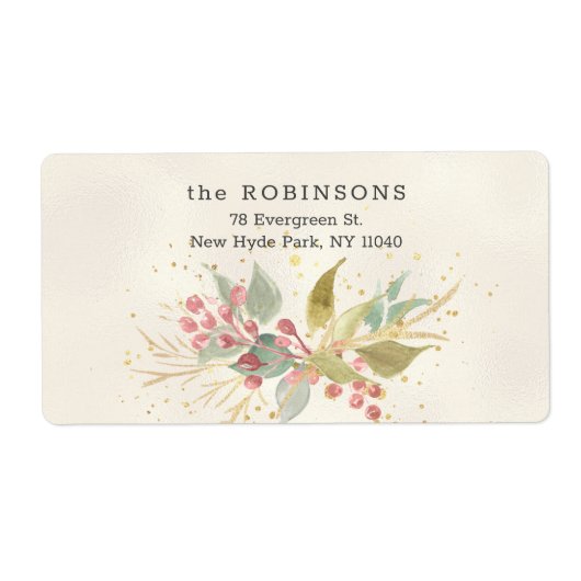 Elegantes Watercolor Winter Berries & Grüne (Vorne)