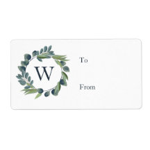 Elegantes Watercolor Winter Foliage Wreath Monogra