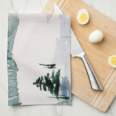 Elegantes Watercolor Winter Weihnachtsbäume Schnee Geschirrtuch (Viertel Falte)