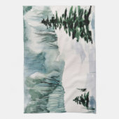 Elegantes Watercolor Winter Weihnachtsbäume Schnee Geschirrtuch (Vertikal)