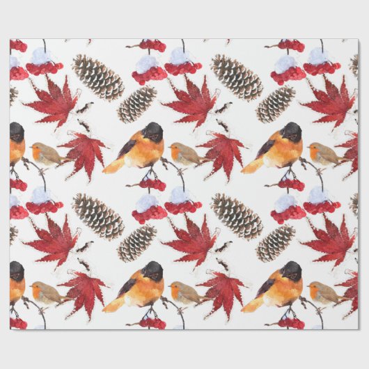 Elegantes Watercolor Wintermuster Geschenkpapier (Flach)