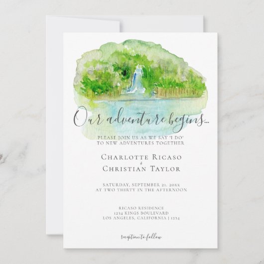 Elegantes Waterfall Adventure Einladung (Vorderseite)