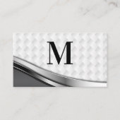 Elegantes Weave Muster | Silver Metallic | QR-Code Visitenkarte (Vorderseite)