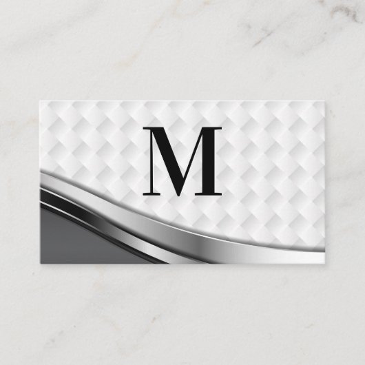 Elegantes Weave Muster | Silver Metallic | QR-Code Visitenkarte (Vorderseite)