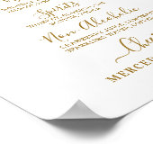 Elegantes Wedding Bar Gold Personalisiert Drink Me Poster (Ecke)